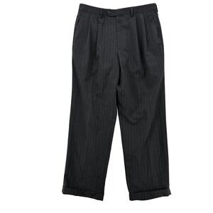 Chaps Pants Mens 34x30 Pinstripe Wool Pleated Dress Slacks Formal Classic